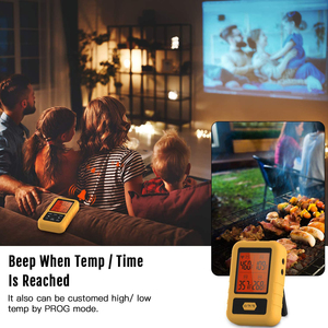 Tầm xa không dây kỹ thuật số thịt nhiệt kế bốn đầu dò nhà bếp BBQ nướng Nhiệt kế cho người hút thuốc thực phẩm giám sát nhiệt độ - Product Image 4