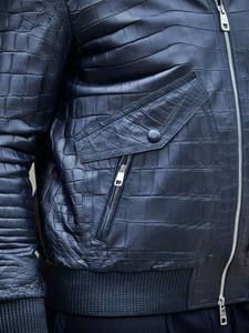 Giacca Bomber da Uomo in PU <span class=keywords><strong>Blu</strong></span> con Motivo Coccodrillo, Stile Casual e Slim-Fit - Product Image 4