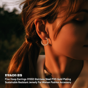 Boucles d'oreilles fines en acier inoxydable 316L avec placage or PVD, bijoux durables et résistants pour femmes, accessoire de mode - Product Image 3