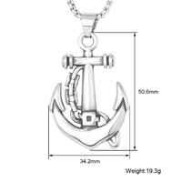 Bijoux sans ternissement collier pendentif ancre chaîne en acier inoxydable à effet 3D personnalisé à la mode