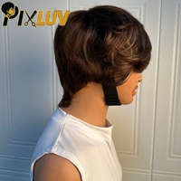 Perruques en cheveux humains coupe pixie en gros, pré-épilées, en cheveux vietnamiens bruts, avec frange, sans colle, fabriquées à la machine pour femmes noires