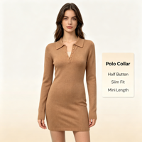Pull-over élégant et décontracté pour femme Edna, de haute qualité, avec fermeture boutonnée, rose, tendance, léger et chaud, pour l'hiver et l'automne, style polo