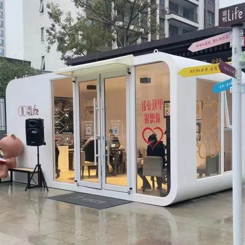 Tùy Chỉnh 20 Ft Nhỏ Sang Trọng Di Động Của Apple Cabin Container Nhà Cho Ánh Nắng Mặt Trời Nhà Cửa Hàng Văn Phòng