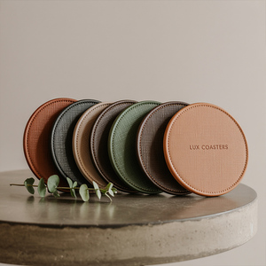 Wholesale Custom Round PU Leather Coasters with Debossed Logo for Drinks-Premium Promotional Item