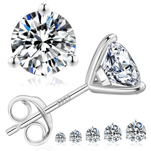 Envío Gratis, Pendientes de Diamantes de Laboratorio con Certificado GRA, Moissanita de 0.5ct, 1ct, 2ct, 3ct, Chapados en Oro de 14K, Plata S925, Regalos para Hombres y Mujeres - Product Image 1