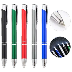 定制标志金属圆珠笔，带手电筒灯头笔发光二极管发光笔，可在黑暗中书写