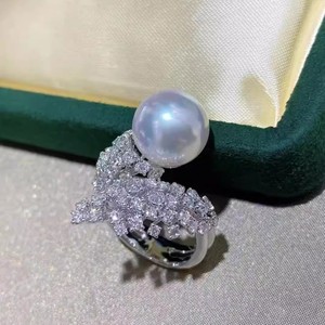WENCHI 10683DIY Accesorios de Perlas, Anillo de Plata S925, Soporte Vacío para Perlas, Soporte para Joyas con Perlas Redondas de 11-13 mm - Product Image 3