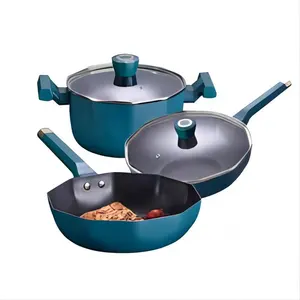 Hot bán nhà nấu ăn ba mảnh nhôm không dính Pan Hàn Quốc-Nhật bản-mỹ Cookware Set 3 Piece Set