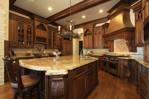 Luxury Custom Carved Natural Wooden <strong>Kitchen</strong> <strong>Cupboard</strong> Wood Storage Set Solid Wood <strong>Kitchen</strong> Cabinets - Product Image 2