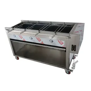 3 cabezas de pollo, pescado y oveja con horno de humo horno comercial giratorio automático de Acero Inoxidable Horno de carbón