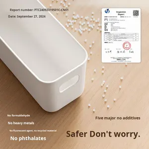 LANZYLO ODM ארגונית מלבן פלסטיק סל אחסון ניתן לערום לשימוש בחדר אמבטיה, מטבח, שולחן עבודה ושימוש קוסמטי-יפני סִגְנוֹן - Product Image 5