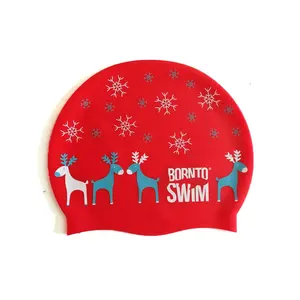 Silicone Swim Custom Manufacturer Promotional Hats Customized Printing Colorful Silicone Christmas Swim Caps Swimming Hat Cap