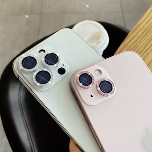 Protector de pantalla de diamante con purpurina colorida para <span class=keywords><strong>iPhone</strong></span> 16 15 <span class=keywords><strong>pro</strong></span> 14 Plus 13 <span class=keywords><strong>12</strong></span> 11 <span class=keywords><strong>Pro</strong></span> Max incluye cubierta de anillo de Metal para cámara trasera - Product Image 5