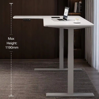 Bureau en L à double moteur dissimulé, à montage standard, à deux niveaux, pour un espace de travail élargi, grande surface, multi-angles, pour bureau