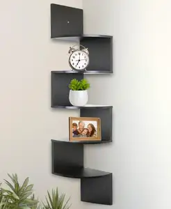 5 ชั้นธรรมชาติห้องนั่งเล่นจอแสดงผลตู้จอแสดงผลตู้ Wall Mount Corner ชั้นวางสำหรับห้อง