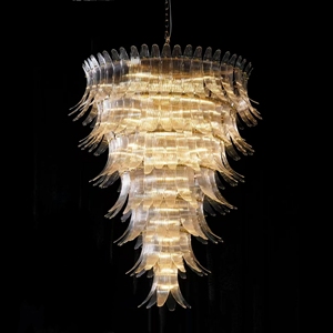 Lámpara de Pie en Cascada de Múltiples Niveles con Hojas de Acrílico Transparente en Forma de Pluma, Decoración para Bodas, Fiestas y Eventos - Product Image 1