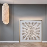 Décoration murale Art déco moderne écologique DIY avec cadre en bois et boîte à ombre en papier de riz, faite à la main, durable, pour cuisine