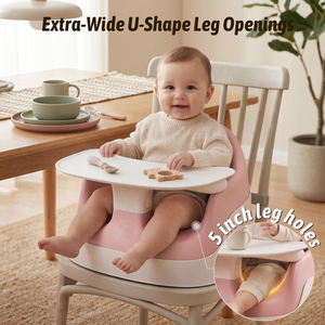 Chaise haute multifonctionnelle moderne pour bébé en plastique avec coussin en PU, chaise de repas pliable 6 mois+, cuisine, chambre - Product Image 5