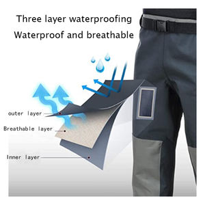 TOPIND Waders de pêche à la mouche 3 couches imperméables et respirants avec fermeture éclair sur la poitrine, <span class=keywords><strong>chaussettes</strong></span> en nylon gris foncé, sangle réglable, unisexe, haute qualité - Product Image 4