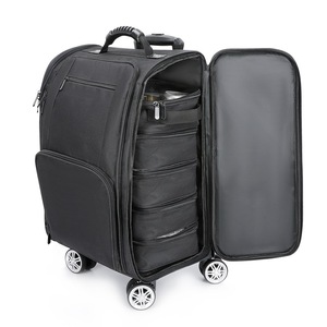 Black Oxford Cloth <b>Travel</b> Trolly <b>Bag</b> Case Geometric Pattern Roller <b>Bag</b> <b>Foldable</b> Spinner Suitcase Luggage Case Zipper Trolly <b>Bag</b> - Product Image 2