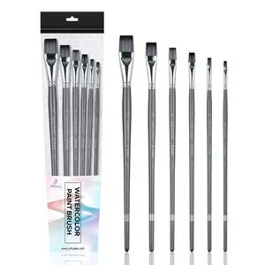 Yihuale 6pcs Flat Artist Paint Brush For Watercolor Acrylic Oil Painting With Factory Price