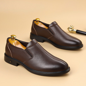Men's Genuine Leather Loafers Pointed Toe Slip-On Soft Rubber Sole All Seasons Business Casual Shoes - Product Image 4