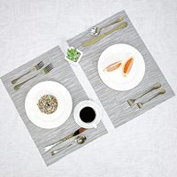 Nouveaux sets de table rectangulaires en PVC Teslin, très demandés, au design minimaliste et haut de gamme, parfaits pour les tables à manger et comme sous-verres.