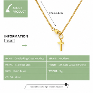 สร้อยคอรูปวงแหวนคู่ สแตนเลสสตีล ชุบทอง 14K แบบสุญญากาศ พร้อมจี้ห้อยโซ่เส้นเล็ก - Product Image 3