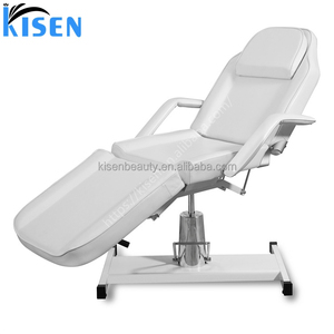 Kisen Made in China Simple White Black Leather Hydraulic Lifting Manually Adjustable <b>Backrest</b> Legrest Beauty <b>Bed</b> - Product Image 1