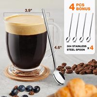 Grande tasse à café en verre transparent de 15 oz avec poignée pour latte, cappuccinos, thé et jus de fruit.
