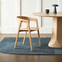 Chaise ronde à cadre simple en bois massif, chaise à dossier pour une personne, style minimaliste, chaise de salle à manger pour petit appartement, style bois original