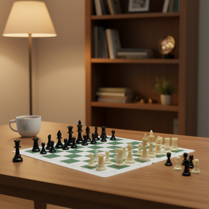 Juego de ajedrez, tablero plegable de silicona, piezas de plástico con peso, bolsa de almacenamiento, regalo de viaje portátil para principiantes, unisex - Product Image 2