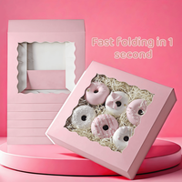 Adorables Cajas Rosas para Pastelería con Ventana Transparente |   Empaque Ecológico para Pasteles, Galletas y Donas, Empaque para Productos de Panadería