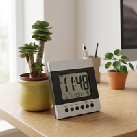 Moderner Japanischer Funkwecker mit LCD-Display, Elektronischer Kalender, Datum, Temperatur, Hintergrundbeleuchtung, Schlummerfunktion und Batteriebetrieb