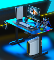 Bureau debout électrique réglable en hauteur BEISIJIE 65 pouces, bureau d'ordinateur de jeu grand format avec moteur unique et éclairage LED RGB