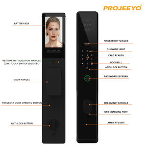 Serrure de <span class=keywords><strong>porte</strong></span> intelligente à <span class=keywords><strong>circuit</strong></span> <span class=keywords><strong>logique</strong></span> numérique, contrôle par application Tuya, reconnaissance faciale, mot de passe, accès par carte RFID - Construction en alliage d'aluminium - Product Image 3