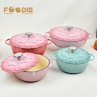Meilleures ventes en gros : Ensemble de casseroles rondes en fonte émaillée, forme fleur, type Dutch Oven, pour ragoûts et soupes