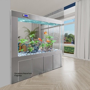 Aquarium Moderne Grand Format sur Pied pour Poissons Rouges, <span class=keywords><strong>Verre</strong></span> Ultra-Clair, Modèle 2026, <span class=keywords><strong>Filtration</strong></span> par le Fond, Sans Besoin d'Eau, Idéal Salon - Product Image 3