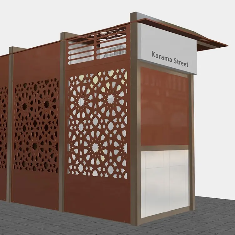 Prefabricated Stainless Steel Bus Shelters with Laser Cut Panel Air Conditioned for Outdoor Use for Malls Other Outdoor Spaces