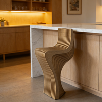 Chaise de bar en bois contemporaine, design artistique, tabourets de bar pour îlot de cuisine, sièges élégants, meubles