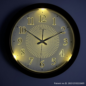 13 Inch Elegant Lighted <b>Clock</b> <b>Led</b> Night Light Plastic Wall <b>Clock</b> Light Sensitive for Living Room Kitchen Bed Room Home Decor - Product Image 2