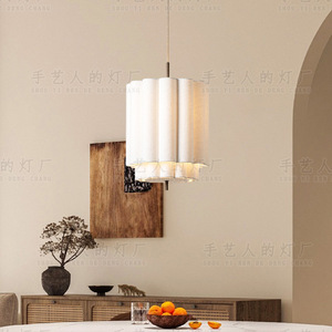 Lampe suspendue de style vintage français, design japonais Wabi Sabi en tissu, pour salon, chambre, bureau, hôtel, décoration intérieure - Product Image 2