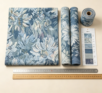 Tissu Jacquard Brocart Floral Style Peinture à l'Huile Monet, 70% Polyester 30% Coton, Teint en Fil, Tissage Haute Densité, 305 GSM