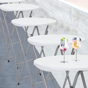 Table de bar à cocktails pliante en plastique HDPE, ronde, blanche, 80 cm (32 pouces), pour événements et mariages, vente en gros - Product Image 6