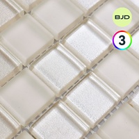 Mosaïque de verre cristal BJD Manhattan, design de surface mixte en perles, style européen, carré 300x300mm, pour mur de fond d'espace commercial