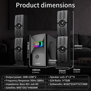 Sistema de Audio para el Hogar, Altavoces RGB Multimedia para Computadora de Escritorio, Subwoofer 2.1, Sistema de Cine en Casa, Altavoces BT con Subwoofer - Product Image 5