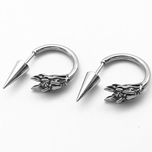 yunnique Pendientes de aro con cabeza de dragón de acero de titanio para fiesta unisex - Product Image 2