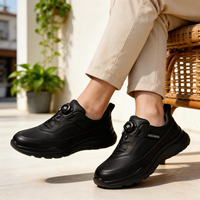 Chaussures décontractées pour hommes en cuir de qualité supérieure, antidérapantes, à semelle épaisse, amortissantes, avec boucle rotative, à enfiler rapidement, respirantes et perforées