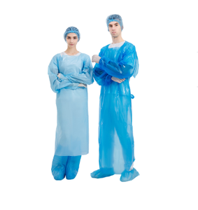 Hubei Haixin approvisionnement médical bleu robe d'isolement jetable grand PPE étanche en plastique Robe en gros vêtements chirurgicaux - Product Image 2