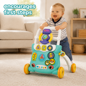 Poussette multifonctionnelle pour bébé, <span class=keywords><strong>trotteur</strong></span> d'apprentissage précoce avec cadre en plastique durable et jouets amusants - Product Image 1